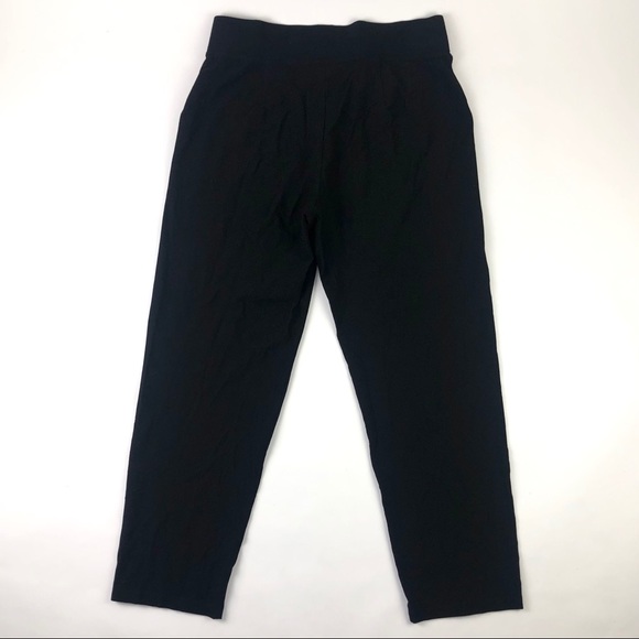 Eileen Fisher Stretch Crepe Slim Black Ankle Pants